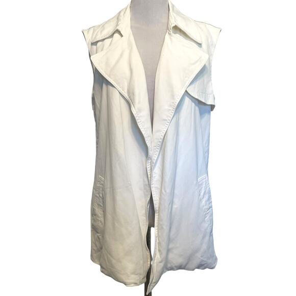Theory Neto Debut Vest Womens Size 10 Ivory Open Topper Layer Minimalist - Picture 1 of 7